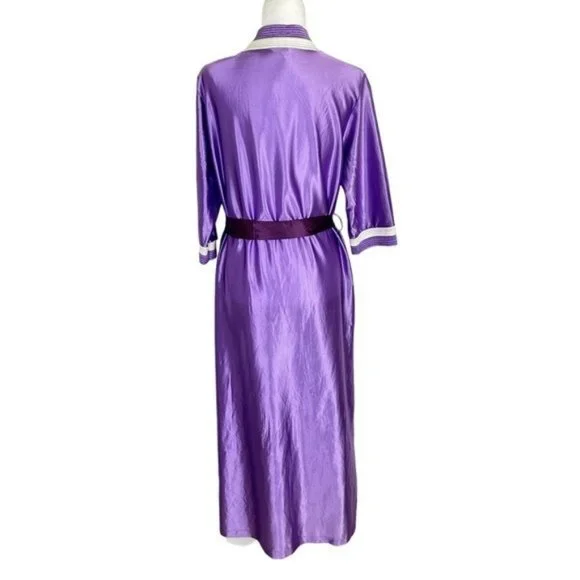 Vintage 70’s Maxi Robe Classics of California Royal Purple Long Large House Coat - Picture 6 of 8